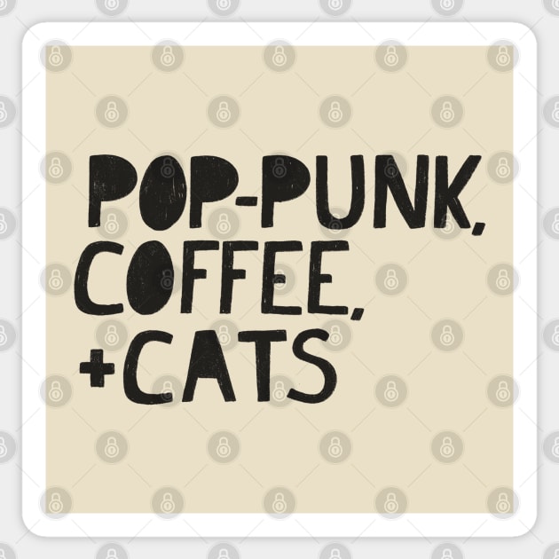 Pop-Punk, Coffee, and Cats (BLACK TEXT) Sticker by cecececececelia
